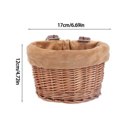 Kids Bike Basket Bicycle Wicker D-shaped Baskets Child Scooter Front Storage Basket With 2 Leather Strap For Cycling Accessories