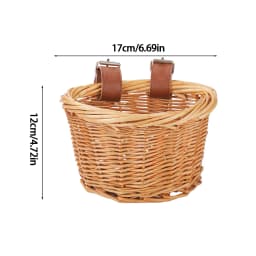 Kids Bike Basket Bicycle Wicker D-shaped Baskets Child Scooter Front Storage Basket With 2 Leather Strap For Cycling Accessories