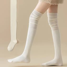 Black White Stockings Women Girls Thigh High Long Socks JK Japanese Leggings Summer Thin Loose Costumes Sweet Ballet Hosiery
