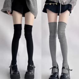 Black White Stockings Women Girls Thigh High Long Socks JK Japanese Leggings Summer Thin Loose Costumes Sweet Ballet Hosiery