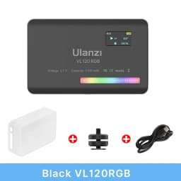 Ulanzi VL120 RGB Camera Light with Diffuser 2500-9000K CRI 95+ 3100mAh LED Video Light Panel for Camera Phone Photography Lights