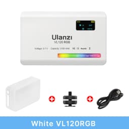 Ulanzi VL120 RGB Camera Light with Diffuser 2500-9000K CRI 95+ 3100mAh LED Video Light Panel for Camera Phone Photography Lights