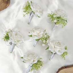 6PCS/set Rose Corsage Flower Boutonniere for Men Groom Prom Cocktail Party Artificial Flower Wedding Graduation Event Flower