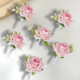 6PCS/set Rose Corsage Flower Boutonniere for Men Groom Prom Cocktail Party Artificial Flower Wedding Graduation Event Flower