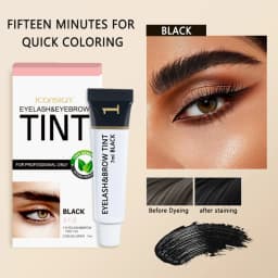 ICONSIGN Eyelashes and Eyebrow Tint Dye Eyebrow Dye Waterproof Long-lasting Eyebrow Brow Kit Semi Permanent Eyebrow Black Brown