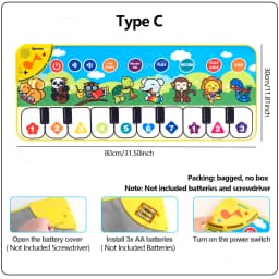 Piano Mat for Kids Kids Toddlers Floor Keyboard Dance Mat Baby Fitness Play Animal Music Blanket Instrument Toys Girl Boy Gift