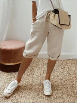 2024 Summer Middle Pants Women's Solid Color Pocket Elastic Shorts Casual Fashion Sports Shorts Cotton Beach Shorts