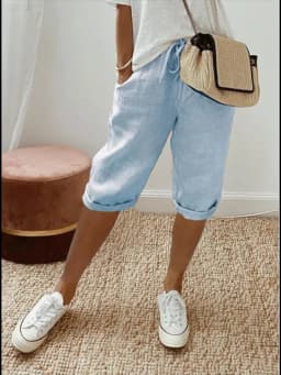 2024 Summer Middle Pants Women's Solid Color Pocket Elastic Shorts Casual Fashion Sports Shorts Cotton Beach Shorts