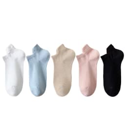 5 Pairs/Lot Socks women's Casual Breathable White Ankle Sock Summer Low Cut Thin Short No-Show Elastic Sox Calcetines