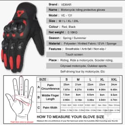 VEMAR Summer Motorcycle Gloves Men Black Full Finger Touchscreen Cycling ATV MTB Guantes Moto Luvas Bike Riding Glove Women Red
