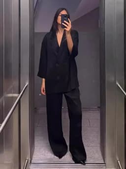 2024 Autumn Women Casual Blazer Coat Pants Set Long Sleeve Double Breasted Blazer + Wide Leg Trousers Lady Office Outfit