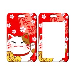Lucky Cat ID Card Holder Lanyard Plutus Cat Bank Card Case Neck Strap Red Card Protectors Badge Credential Holders Keychain