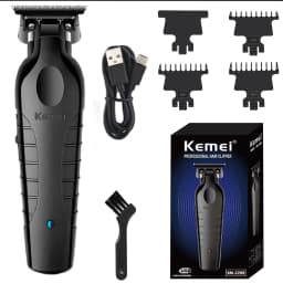 Kemei 2299 Professional Men's Hair/Beard Trimmer with Zero Gap Hair Clipper and T-Shaped Blade, Cordless Charging