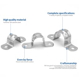 NINDEJIN 2/10pcs U shape pipe clamps 5-100mm stainless steel two hole strap conduit tube clip water pipe plumbing saddle clamps