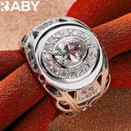 925 Sterling Silver 6-10 Size Rings For Women Man Round Large Zircon Ring Fashion Wedding Engagement Charms Party Fine Jewelry