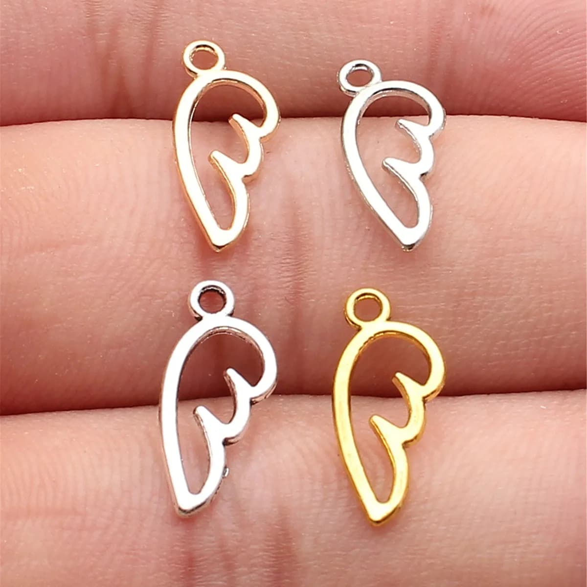 WYSIWYG 40pcs Charms 16x8mm Angel Wing Charms For Jewelry Making DIY Jewelry Findings 4 Colora Alloy Charms Pendant