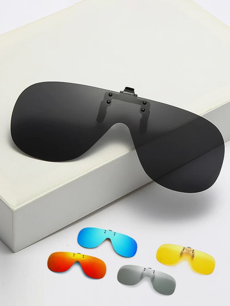 VIVIBEE Flip Up Clip on Sunglasses Polarized Fishing Men Grey Lens Driving UV400 Aviation Cool Oversized Night Vision Shades