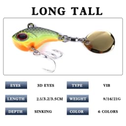1Pcs Rotating Metal VIB vibration Bait Spinner Spoon Fishing Lures 8g/16g/21g Jigs Trout Wobbler Fishing Hard Baits Tackle Pesca