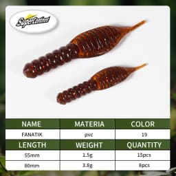 Supercontinent fanatik Lures 80mm/8pcs 55mm/15pcs Soft Lure Fishing Lures Soft Silicone Baits Larva soft bait