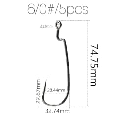 Supercontinent Offset with Big Rings Carbon Steel Crank Hooks Tackle Worm Hooks with Big Eyes Ring