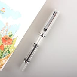 Lanbitou Transparent Fountain Pen Plastic F/EF/Hooded Nib Piston Filler Ink Pens for Writing School Office Supplies Stationery
