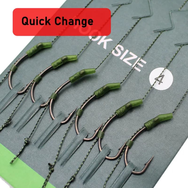 6pcs Carp Fishing Hair Rigs Ready Made Carp Fishing Hook Size 2#4#6#8 Fishing Tackle Equipment Accessories Pesca