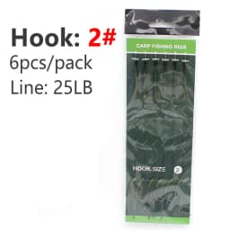 6pcs Carp Fishing Hair Rigs Ready Made Carp Fishing Hook Size 2#4#6#8 Fishing Tackle Equipment Accessories Pesca