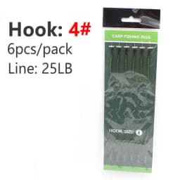 6pcs Carp Fishing Hair Rigs Ready Made Carp Fishing Hook Size 2#4#6#8 Fishing Tackle Equipment Accessories Pesca