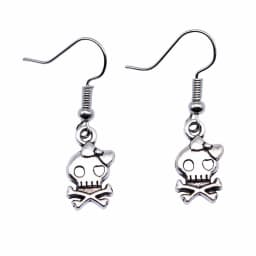 Fashion Handmade Simple Design Antique Silver Color Bow Skull Pendant Earrings Women Vintage Drop Earrings