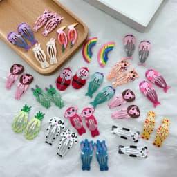 Kids Headwear 20Pcs/Lot Cartoon Hairpin Cute Animal Water Dripping Flower Hair Clip Star Striped Barrette Girls Hair Accessories