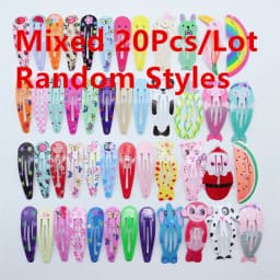 Kids Headwear 20Pcs/Lot Cartoon Hairpin Cute Animal Water Dripping Flower Hair Clip Star Striped Barrette Girls Hair Accessories
