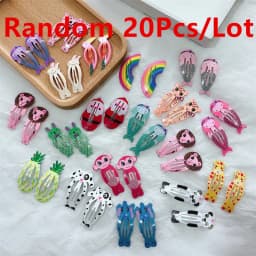 Kids Headwear 20Pcs/Lot Cartoon Hairpin Cute Animal Water Dripping Flower Hair Clip Star Striped Barrette Girls Hair Accessories