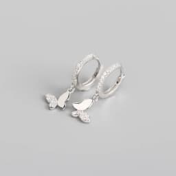 925 Sterling Silver Butterfly Hoop Earrings for Women Shiny CZ Gold Silver Jewelry Gifts