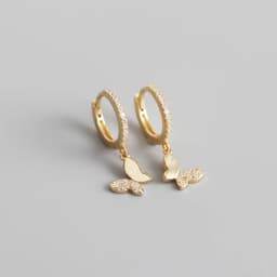 925 Sterling Silver Butterfly Hoop Earrings for Women Shiny CZ Gold Silver Jewelry Gifts