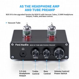 Fosi Audio Phono Preamp for Turntable Phonograph Preamplifier With Vacuum Tube Amplifier HiFi BOX X4