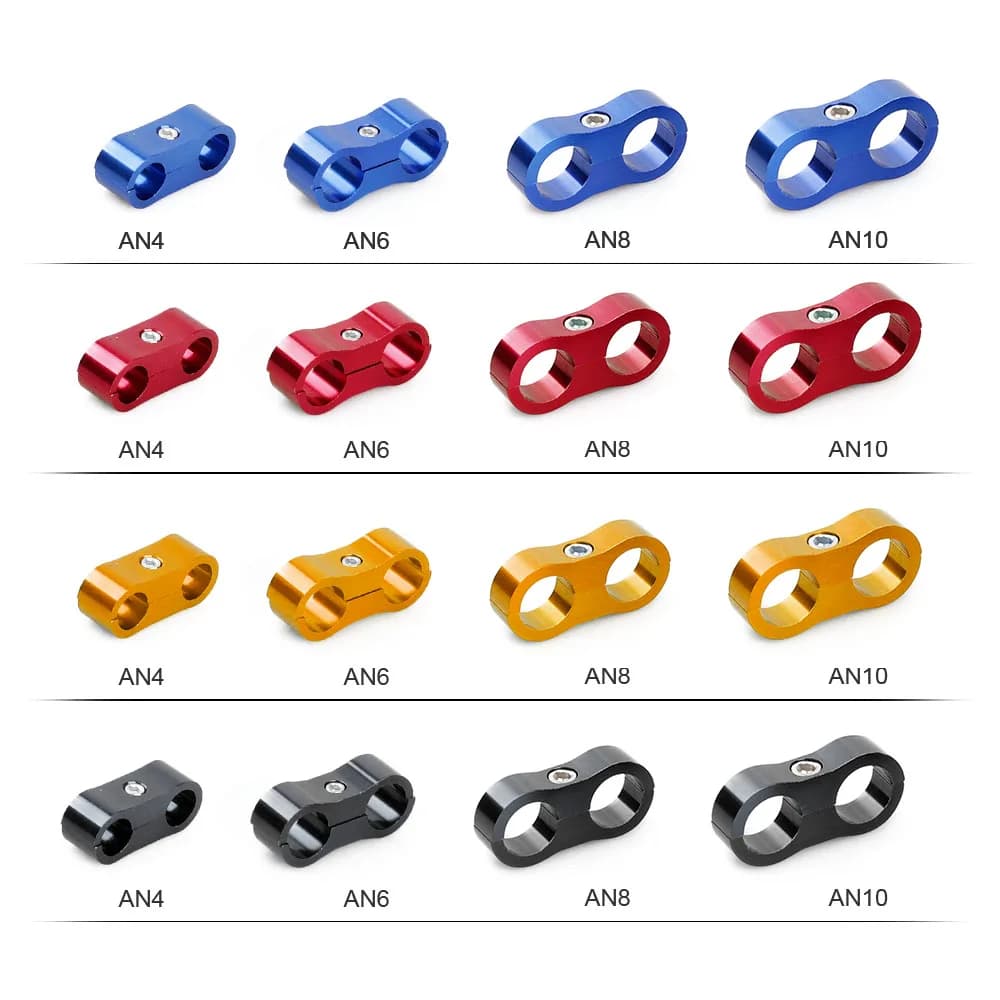 AN4 AN6 AN8 AN10 Fittings Anodized Line automotive Clamps Rubber Hose Clamp Line Oil Fuel Water Lupo Separator Kit Pipe Clamps