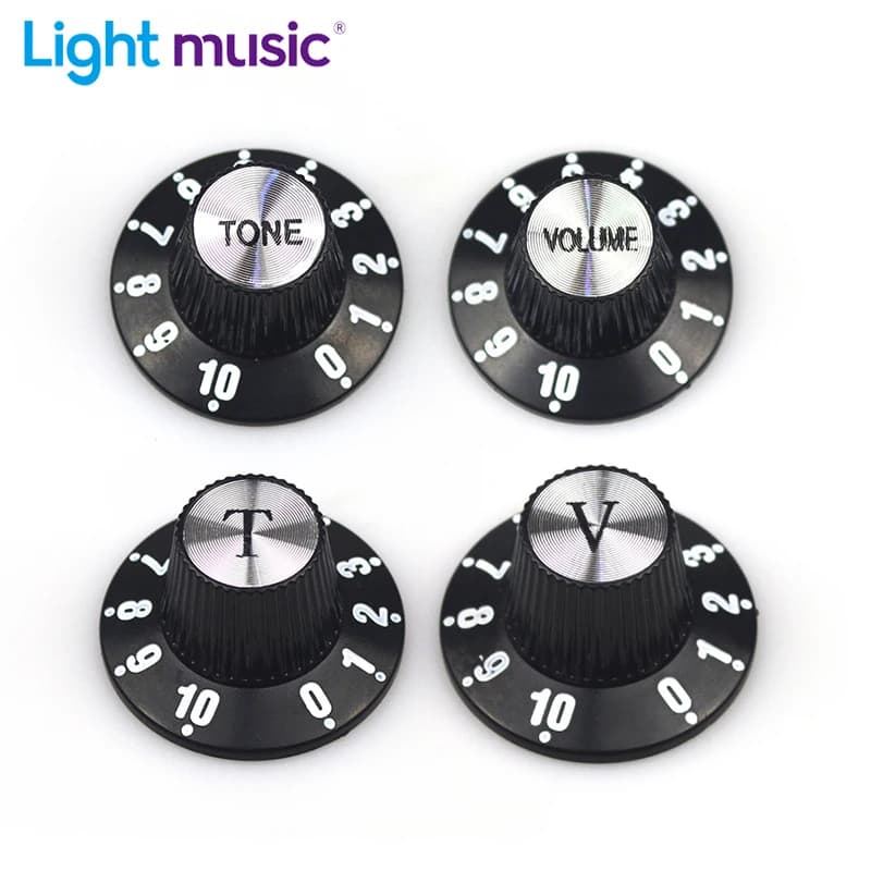 2/4pcs Aluminum Guitar Tone and Volume Speed Control Knobs Silver Silver Top Hat Bell For GB LP SG Electric Guitar