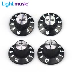 2/4pcs Aluminum Guitar Tone and Volume Speed Control Knobs Silver Silver Top Hat Bell For GB LP SG Electric Guitar