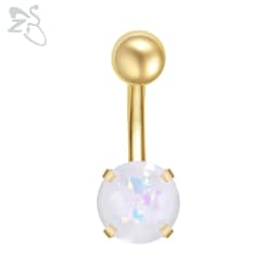 ZS 1 Piece Gold Color Stainless Steel Belly Ring Flower Heart CZ Crystal Navel Belly Button Rings Butterfly Navel Piercings 14G