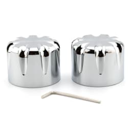 2xMotorcycle Front Axle Nut Covers Caps Aluminum Black/Chrome For Harley Sportster Touring Softail Dyna VRSC Fat Bob Wide Glide