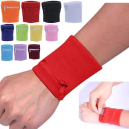 Unisex Colorful Cotton Wrist Band Wrist Protection Purse Bag With Zipper Pocket Sports Wristband For Gym Sports Running Cycling