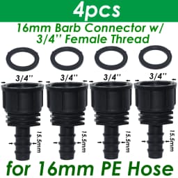 SPRYCLE 4PC 1/2" 3/4" Female Male Thread Connector To Barb 16mm 20mm 25mm PE Hose Adapter Garden Irrigation Drip Watering System