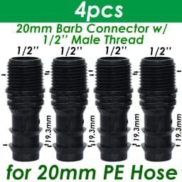 SPRYCLE 4PC 1/2" 3/4" Female Male Thread Connector To Barb 16mm 20mm 25mm PE Hose Adapter Garden Irrigation Drip Watering System