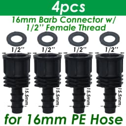 SPRYCLE 4PC 1/2" 3/4" Female Male Thread Connector To Barb 16mm 20mm 25mm PE Hose Adapter Garden Irrigation Drip Watering System