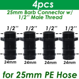 SPRYCLE 4PC 1/2" 3/4" Female Male Thread Connector To Barb 16mm 20mm 25mm PE Hose Adapter Garden Irrigation Drip Watering System