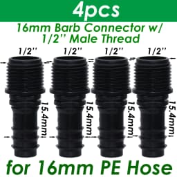 SPRYCLE 4PC 1/2" 3/4" Female Male Thread Connector To Barb 16mm 20mm 25mm PE Hose Adapter Garden Irrigation Drip Watering System
