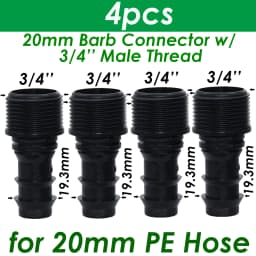 SPRYCLE 4PC 1/2" 3/4" Female Male Thread Connector To Barb 16mm 20mm 25mm PE Hose Adapter Garden Irrigation Drip Watering System