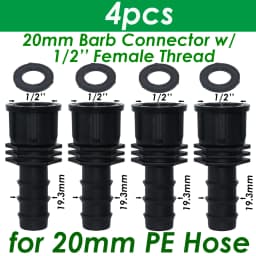 SPRYCLE 4PC 1/2" 3/4" Female Male Thread Connector To Barb 16mm 20mm 25mm PE Hose Adapter Garden Irrigation Drip Watering System