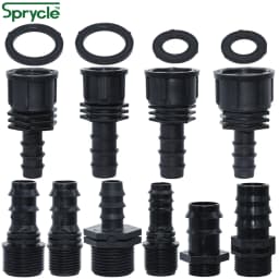 SPRYCLE 4PC 1/2" 3/4" Female Male Thread Connector To Barb 16mm 20mm 25mm PE Hose Adapter Garden Irrigation Drip Watering System