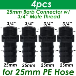 SPRYCLE 4PC 1/2" 3/4" Female Male Thread Connector To Barb 16mm 20mm 25mm PE Hose Adapter Garden Irrigation Drip Watering System